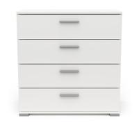 Commode 4 Tiroirs- Blanc Mat- Style Contemporain- pour Chambre- L79,7 x P41,9 x H82,6 cm