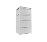 Commode 4 tiroirs Blanc - Meuble de Rangement Chambre Bureau Buanderie 39 x 38.5 x H 80.5 cm Art Plast