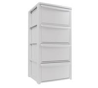 Commode 4 tiroirs Blanc Meuble de Rangement Chambre Bureau Buanderie ArtPlast