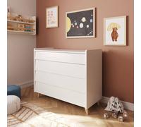 Commode 4 Tiroirs Bois Massif Peter Blanc Et Bois TU