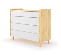 Commode 4 Tiroirs Bois Massif Peter Bois Et Blanc TU