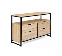 IDMarket Commode DETROIT 4 tiroirs 110 cm design industriel avec étagère