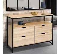 IDMarket Commode DETROIT 4 tiroirs 110 cm design industriel avec étagère