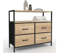 IDMarket - Commode 4 tiroirs en Tissu Utah 80 cm Meuble de Rangement Design Industriel