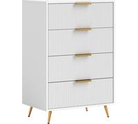 Commode - 4 tiroirs - Front ondulé - Dispositif anti-basculement - 60 × 40 × 90 cm - Montage requis - Blanc