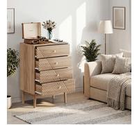 Commode 4 tiroirs - HIBA - Mid-Century - 60x40x90 cm - Bois naturel/Jaune - Laqué, rangement généreux