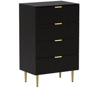 Commode 4 tiroirs - HOMCOM - moderne - poignées et pieds dorés - pour chambre à coucher et salon - dim. 60 x 40 x 96 cm - noir