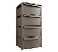 Commode 4 tiroirs Marron Meuble de Rangement Chambre Bureau Buanderie ArtPlast