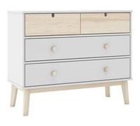 Commode 4 Tiroirs MDF et Pin Coloris Blanc et Naturel - KAINA - ALTOBUY Blanc G