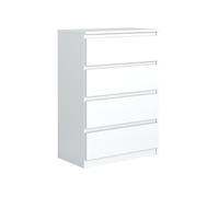 Commode 4 tiroirs - Meblocker - Meuble de Rangement Spacieux - Salon, Bureau, chambre à couche & enfant - blanc
