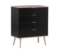 Commode 4 tiroirs noire et bois clair WALPI