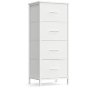 Commode 4 Tiroirs - SONGMICS - Blanc Nuage et Blanc Neige - Acier - MDF - Tissu Non-tissé