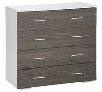 Commode 4 tiroirs style contemporain 76 x 35 x 72 cm blanc gris Gris G