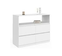 IDMarket – Commode TOMI 4 tiroirs 100 cm avec niche bois blanc