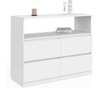 IDMarket - Commode 4 tiroirs TOMI 100 cm avec Niche Bois Blanc