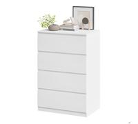 WOLTU Commode Blanche, Commode 4 Tiroirs, Meuble de Rangement, pour Chambre à Coucher, Salon et Entrée, en Bois d'Ingénierie, 60x40x90cm, KMD004ws