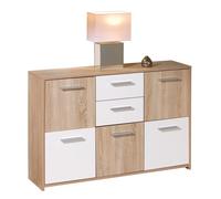 Commode 5 Portes Victoria 115cm Blanc & Naturel