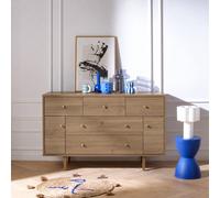 Commode 5 Tiroirs Et 2 Portes Décor Chêne Mokka - Mokka Marron TU