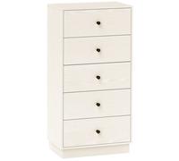 Commode 5 tiroirs - HOMCOM - meuble de rangement haut et étroit - style moderne -pour chambre à coucher, salon - 47x29x95cm, crème