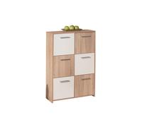 Commode 6 Portes Victoria 115cm Blanc & Naturel