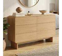 IDMARKET Commode 6 tiroirs CAPUCINE 115 cm façon hêtre design arrondi