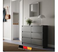 Commode 6 tiroirs - 95x35x78 cm - Commode de chambre style scandinave - Meuble de rangement - Anthracite