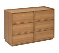 5five Commode Framy 6 tiroirs, poignées invisibles, effet bois, 115 cm, marron