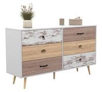 IDMARKET Commode 6 tiroirs BAHIA XXL 140 cm scandinave Blanc