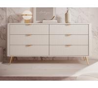 Commode 6 tiroirs - Beige et doré - ELONARIA II