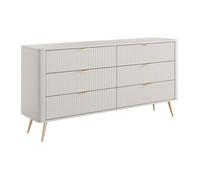 Commode 6 tiroirs - Beige et doré - ELONARIA II