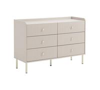 Commode 6 tiroirs ? Beige et doré - LUNAOR