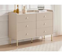 Commode 6 tiroirs ? Beige et doré - LUNAOR