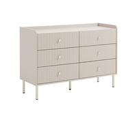 Commode 6 tiroirs ? Beige et doré - LUNAOR