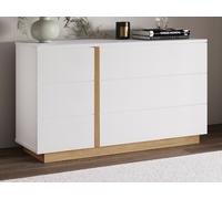 Vente-unique - Commode 6 tiroirs - Blanc et Naturel - Napoli II