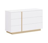 Vente-unique - Commode 6 tiroirs - Blanc et Naturel - Napoli II