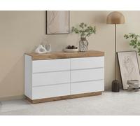 Commode 6 tiroirs - Blanc et naturel - RENIRI