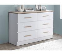 Commode 6 tiroirs - Blanc et naturel - SKAIDO