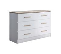 Commode 6 tiroirs - Blanc et naturel - SKAIDO