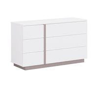 Vente-unique - Commode 6 tiroirs - Blanc et Taupe - Napoli II