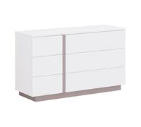 Vente-unique - Commode 6 tiroirs - Blanc et Taupe - Napoli II