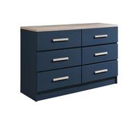 Commode 6 tiroirs - Bleu et naturel - SKAIDO