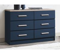 Commode 6 tiroirs - Bleu et naturel - SKAIDO
