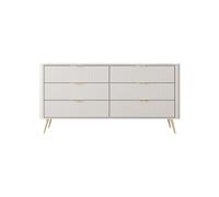 Commode : 6 Tiroirs, Cachemire, Pieds Dorés 163,2 X 81,2 X 38cm