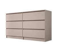 3xE Living Commode 6 tiroirs Large - Caramel, 139 x 79 x 39 cm - Rangement stylé et spacieux