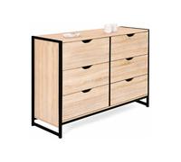 IDMARKET Commode DETROIT 6 tiroirs 115 cm design industriel