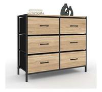 IDMarket - Commode 6 tiroirs en Tissu Utah 80 cm Meuble de Rangement Design Industriel