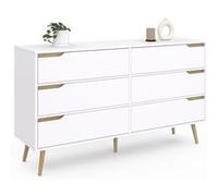 IDMarket Commode HELSINKI XXL 6 tiroirs 140 cm scandinave blanc