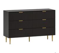 Commode 6 tiroirs - HOMCOM - moderne - poignées et pieds dorés - pour chambre à coucher et salon - 120 x 40 x 76,5 cm - noir