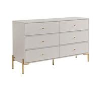 Vente-unique - Commode 6 tiroirs - MDF et métal - Beige et doré - MILAVIA