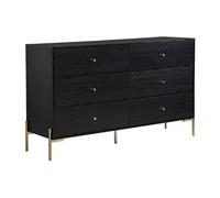 Commode 6 tiroirs - MDF et métal - Noir et doré - MILAVIA